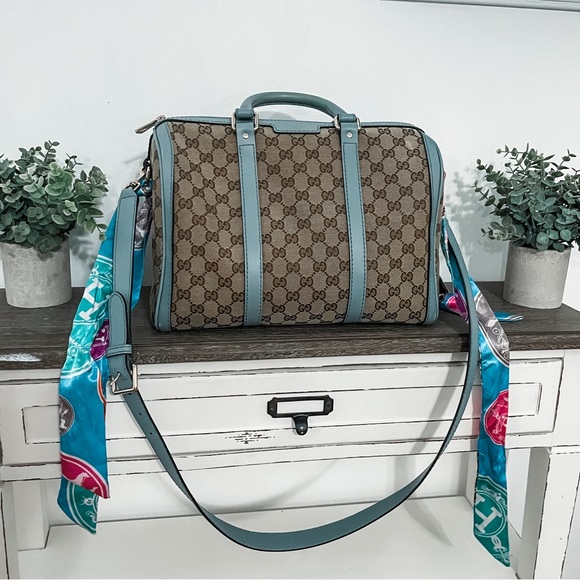 Gucci Handbags - Medium Gucci Convertible Joy Boston Bag With Ribbons - Blue - Like New